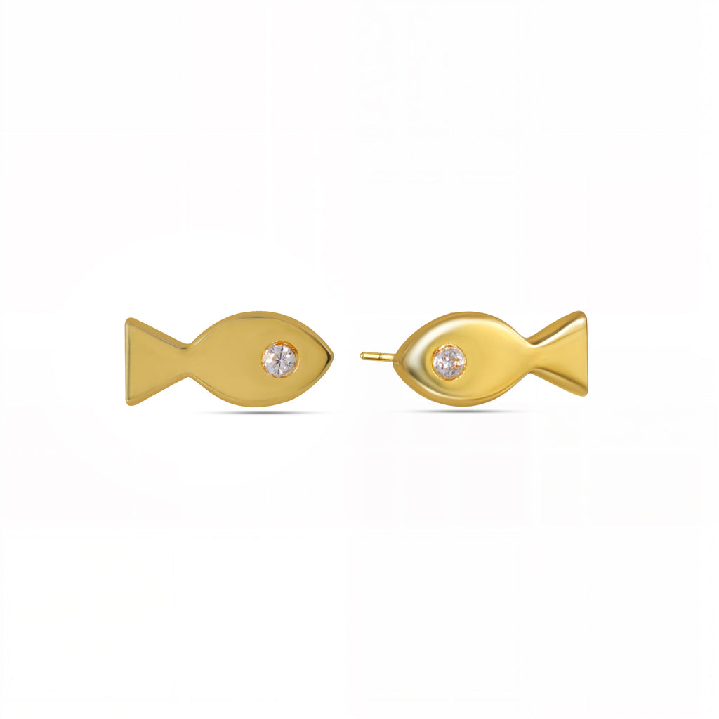 Cute Little Fish Earrings with Crystal Eye | Anti-Tarnish