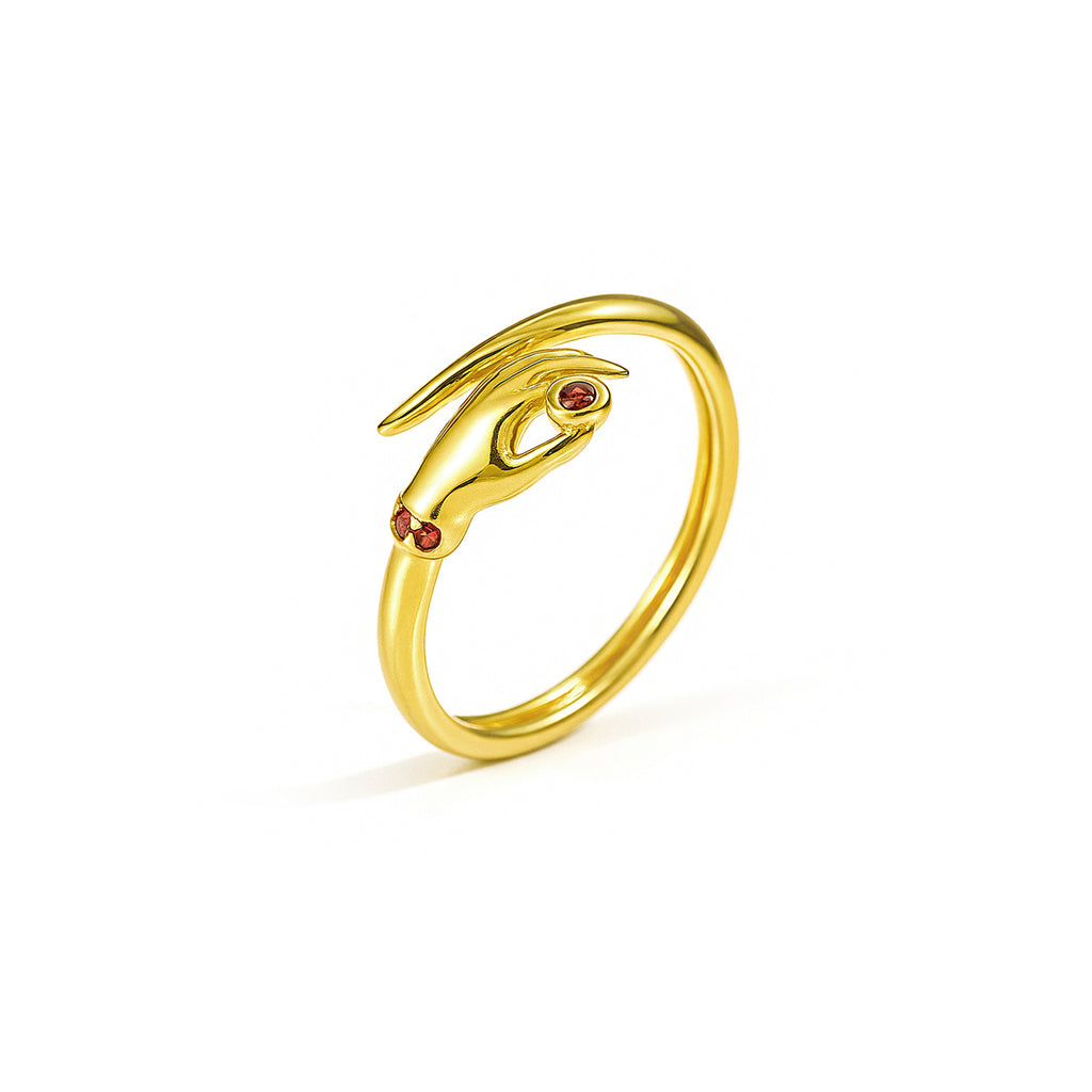 Silver Vintage Style Hand Hug Ring