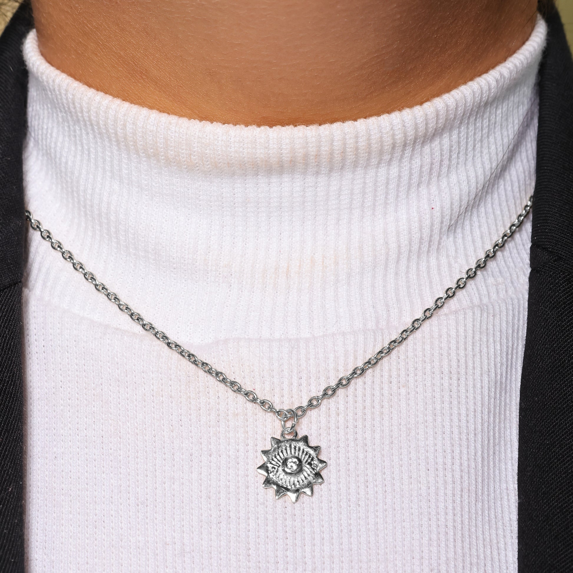 Celestial Sun Charm Necklace - 925 Sterling Silver