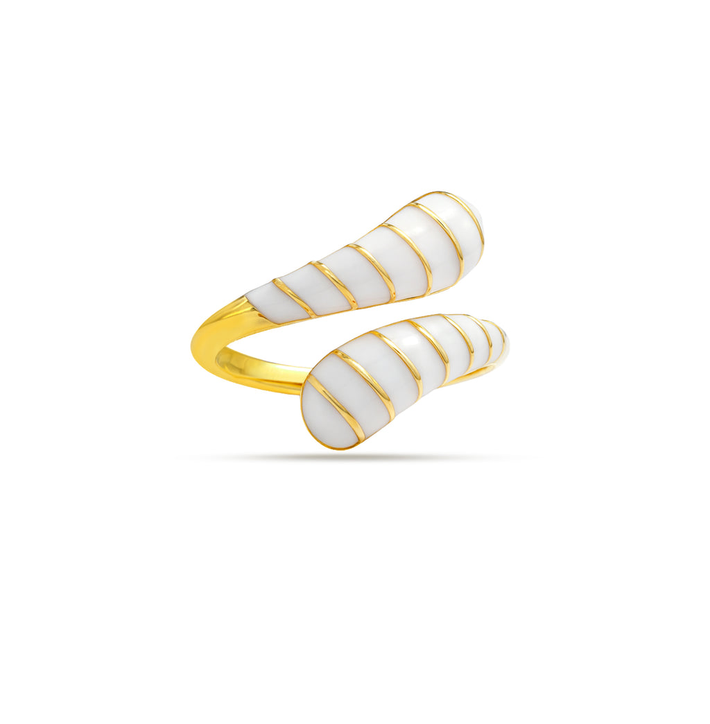 White Enamel Pure Silver Ring