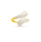 White Enamel Pure Silver Adjustable Ring