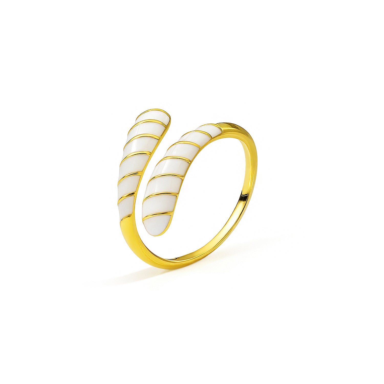 White Enamel Pure Silver Adjustable Ring