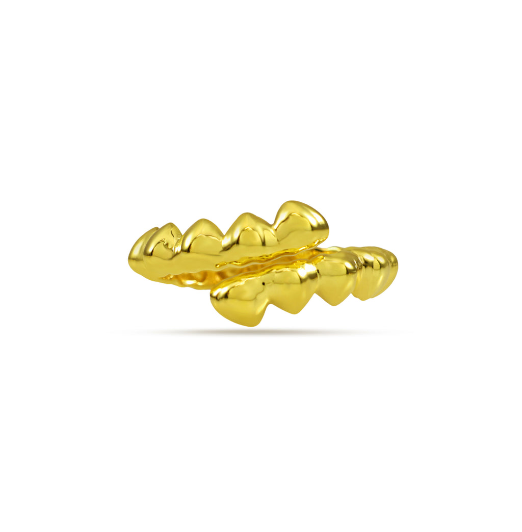 Silver Heart Motif Gold Finish Band Ring