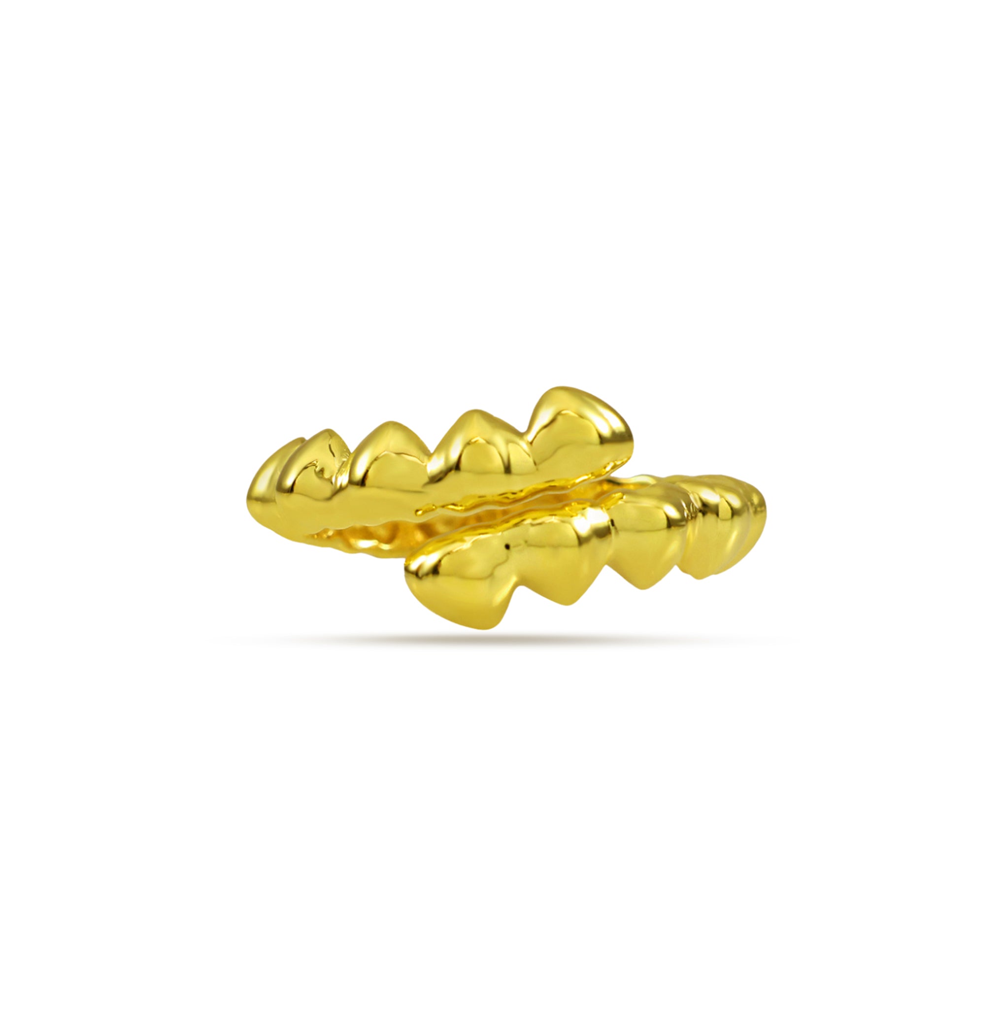 Silver Heart Motif Gold Finish Band Ring