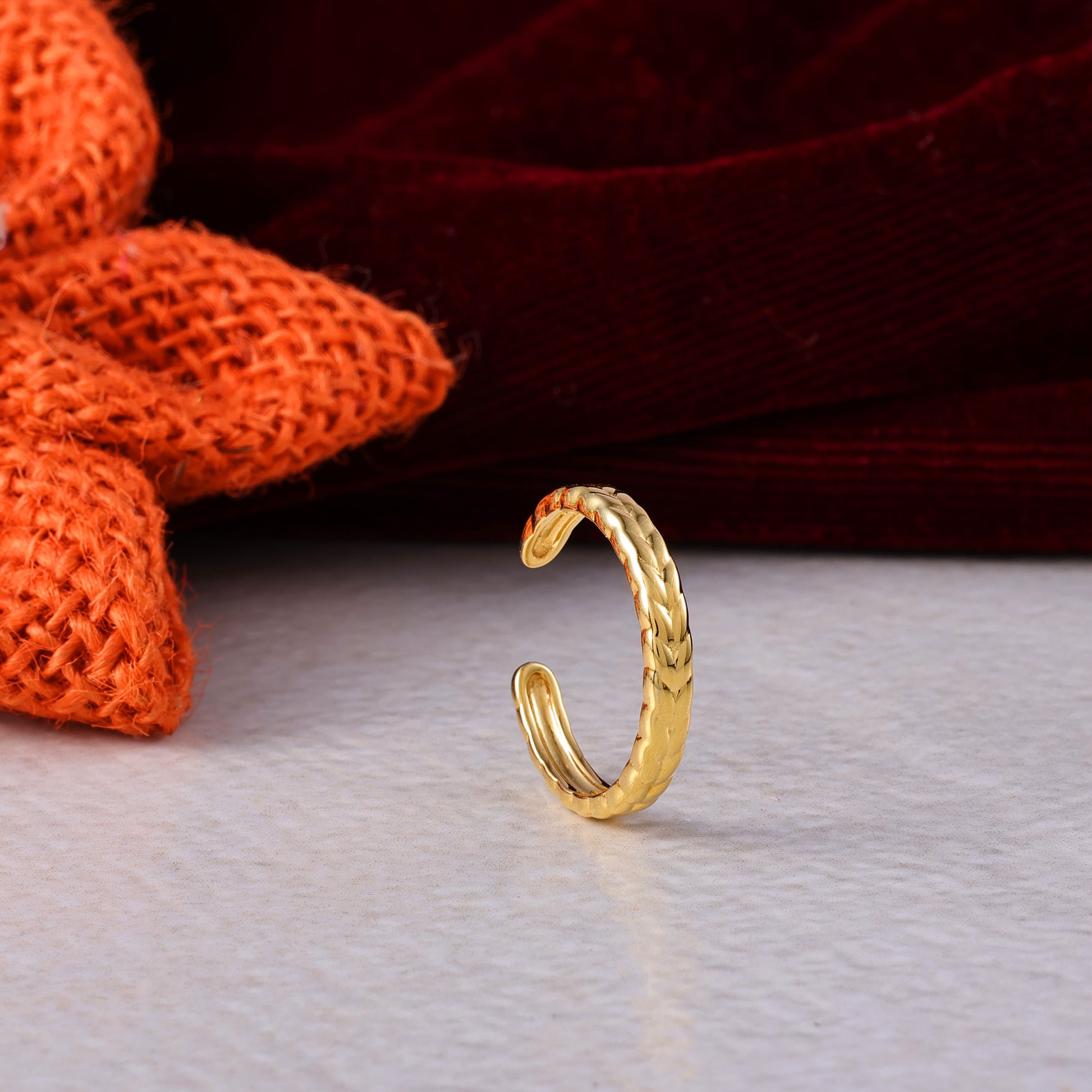Braided Gold Finish Open Band Ring