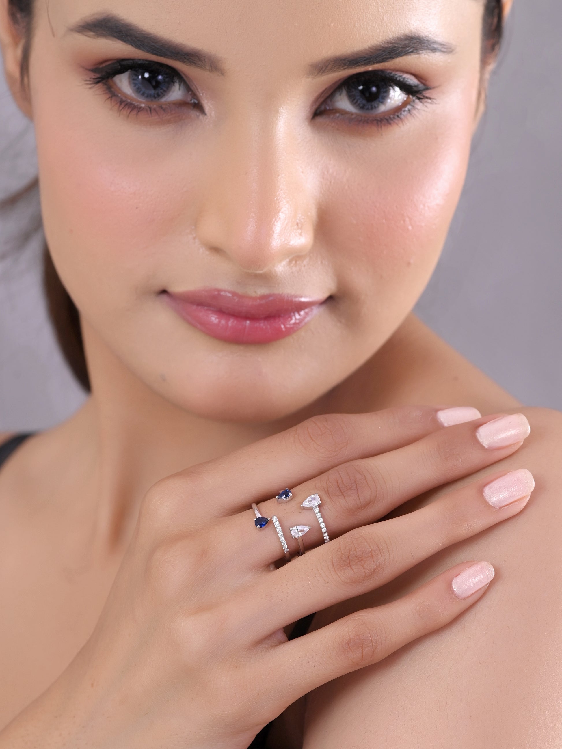 Blue Pear 925 Silver Cocktail Ring