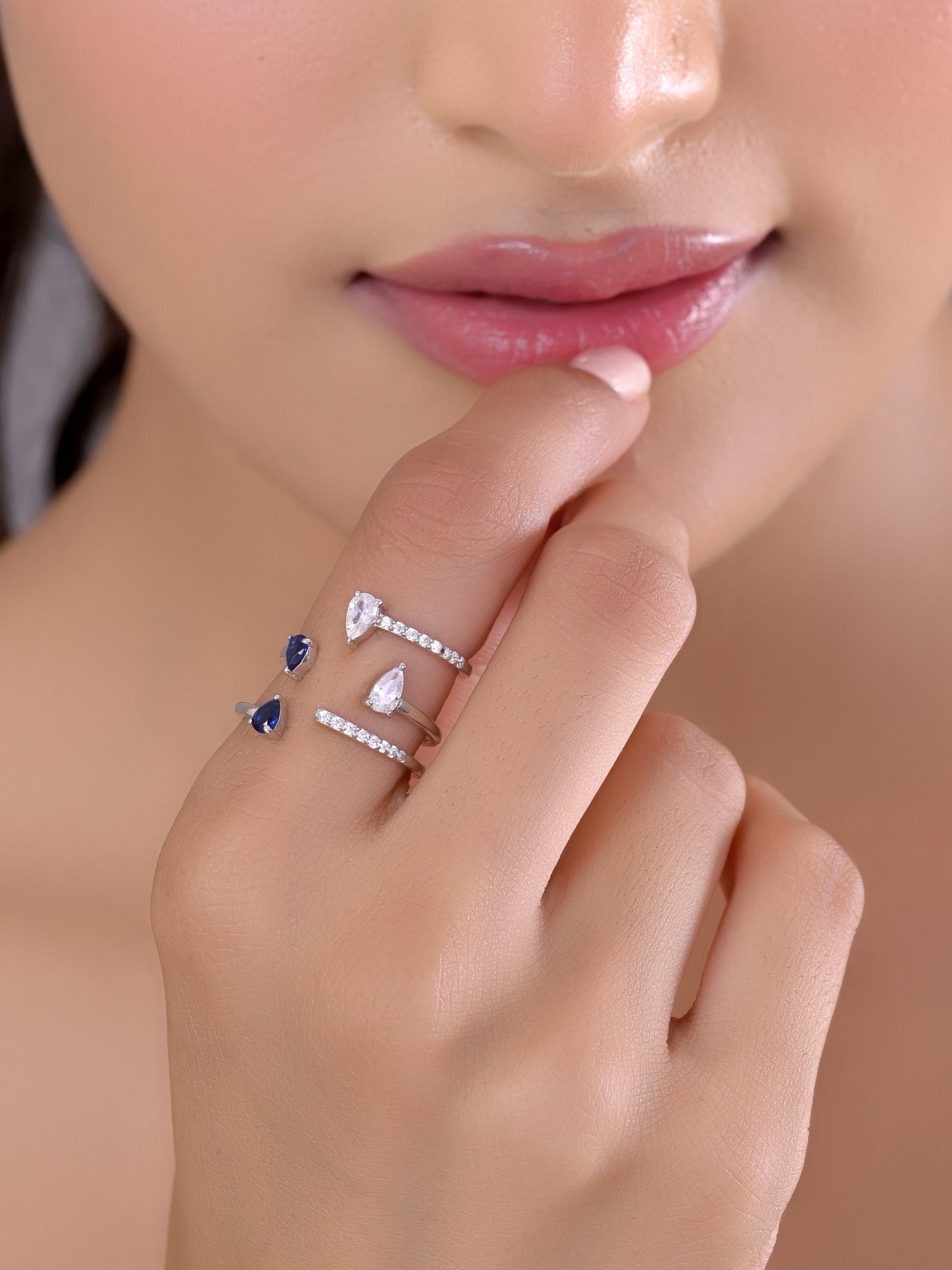 Blue Pear 925 Silver Cocktail Ring