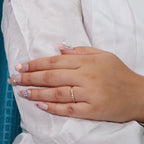 White Stone Gold Finish Adjustable Silver Ring