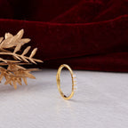 White Stone Gold Finish Adjustable Silver Ring