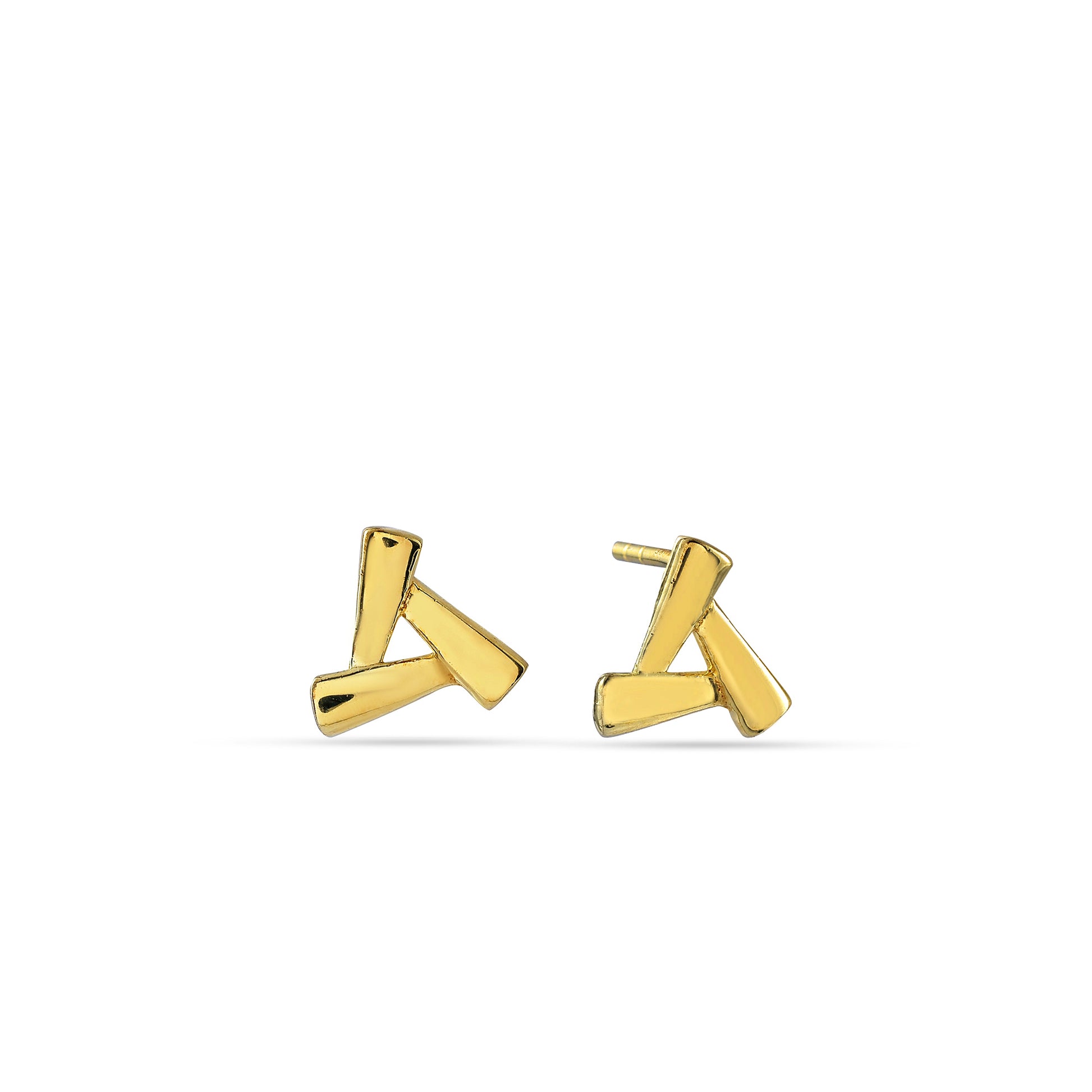 Geometric Triangle Studs  Earrings - 925 Silver (Gold Plated)