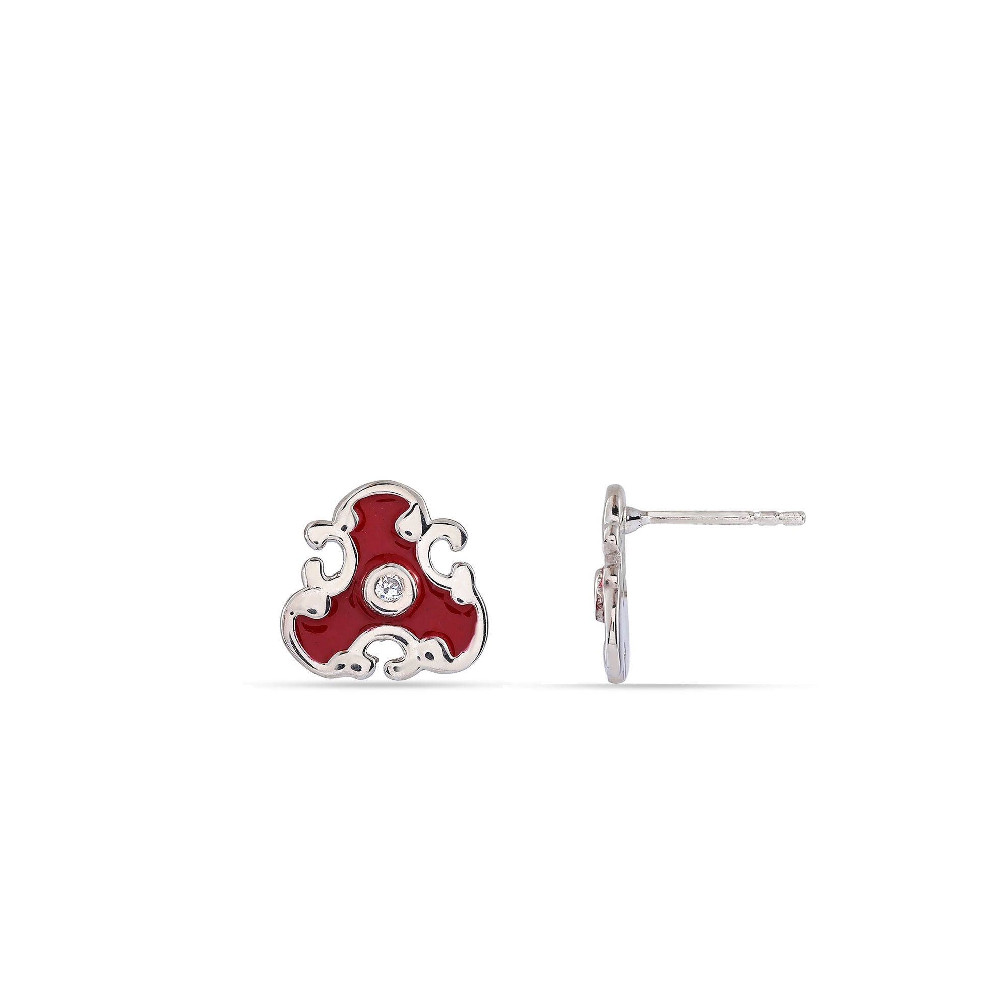 Vintage Style Red Baroque 925 Earrings | Crystal Center