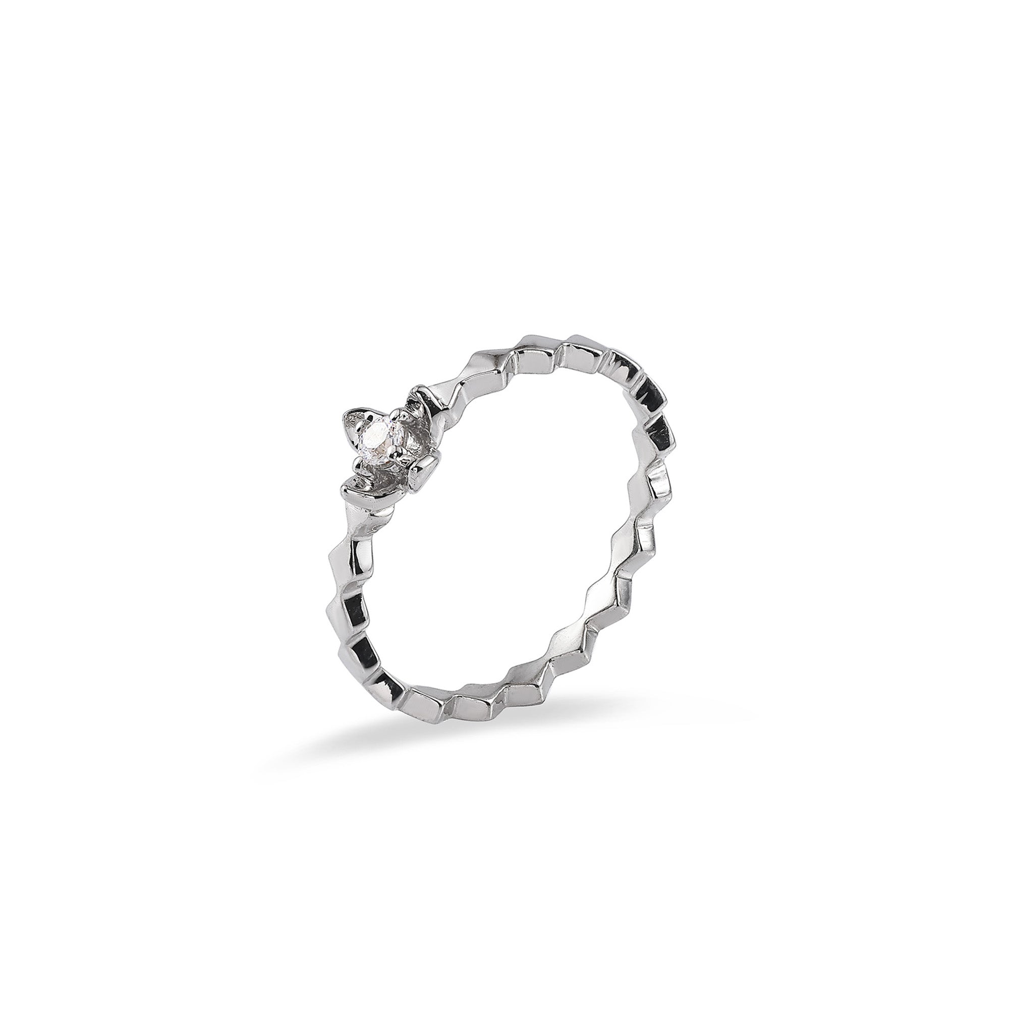 Stone Studded 925 Silver Band Ring