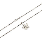 White Enamel Flower Pendant Necklace - 925 Sterling Silver