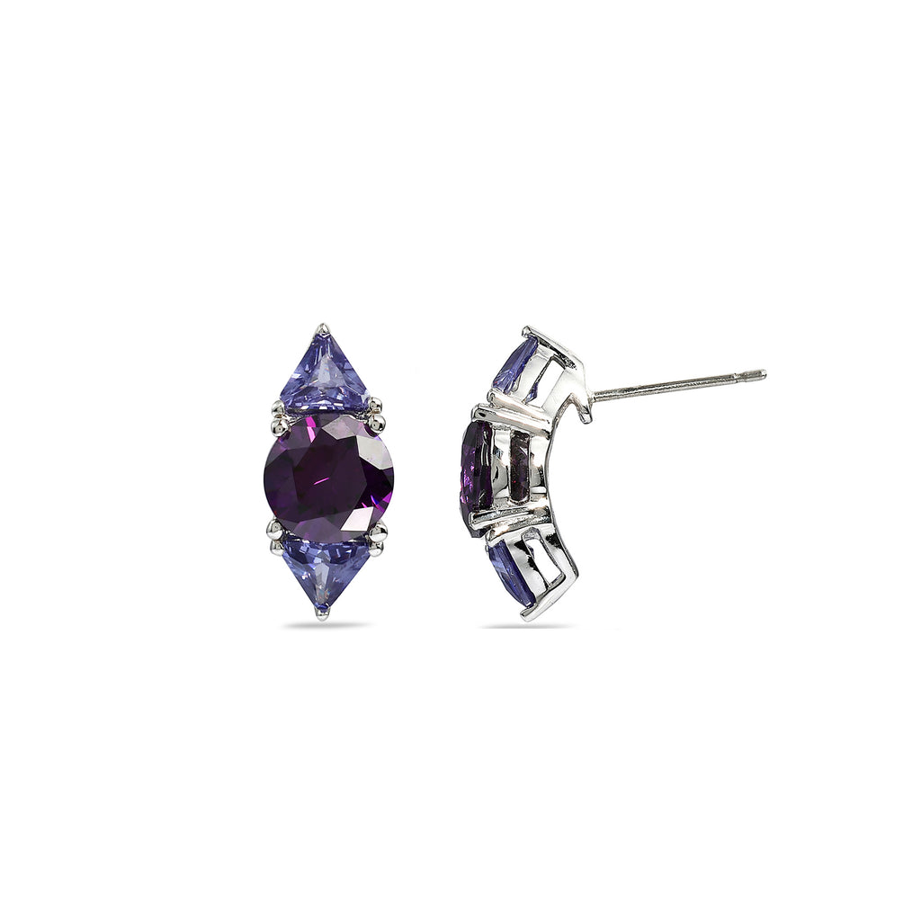 Amethyst & Tanzanite Color Studs - 925 Sterling Silver