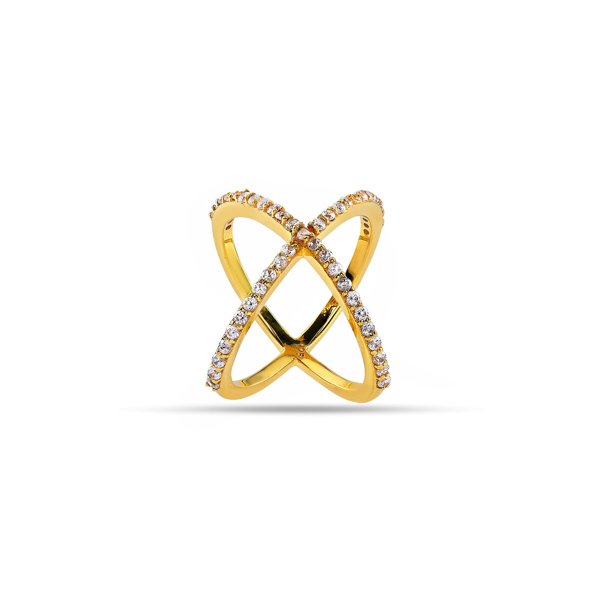 925 Silver Pave Criss-Cross Statement Ring