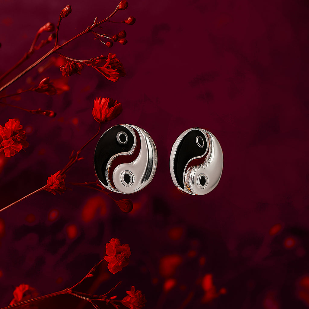 Yin-Yang 925 Silver Stud Earrings