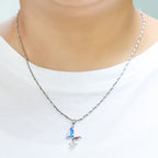 Dainty Blue Wing Butterfly Necklace - 925 Silver