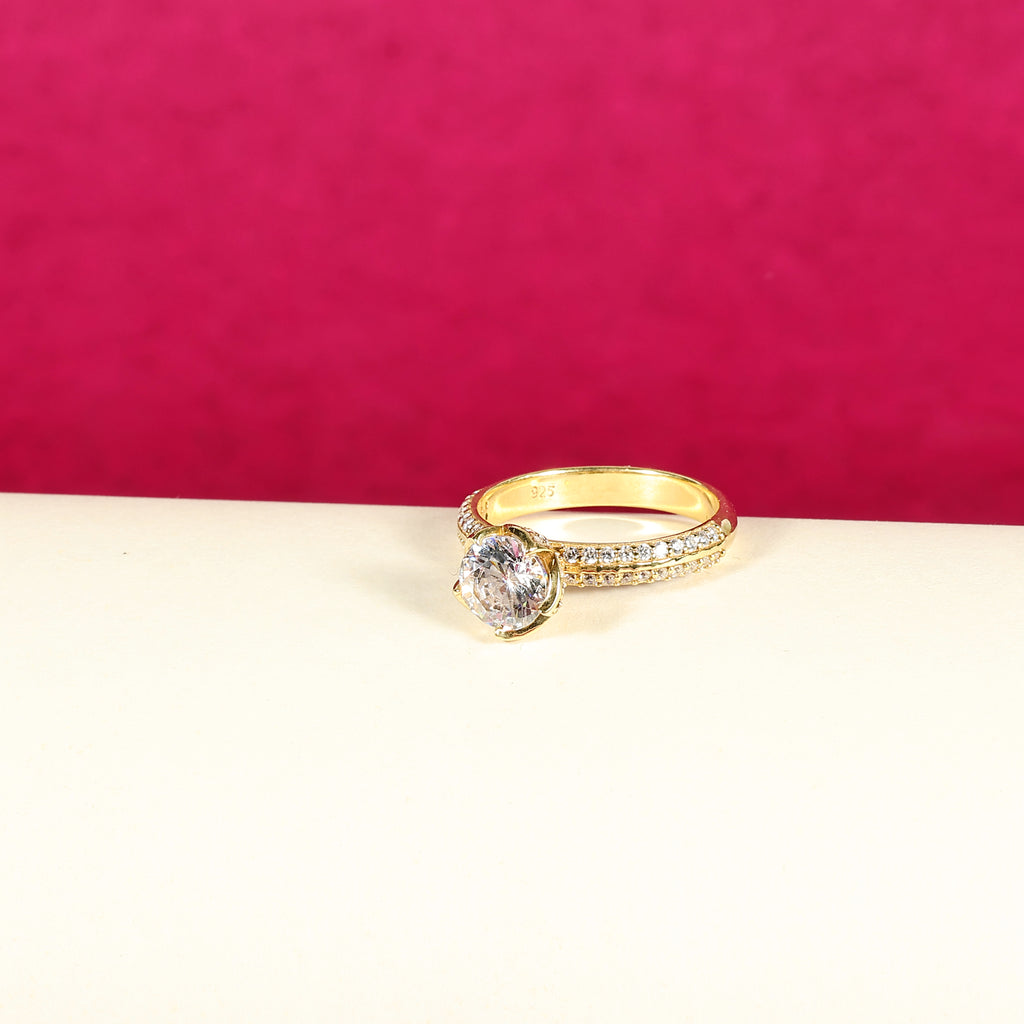 Silver Classic Engagement Style Promise Ring