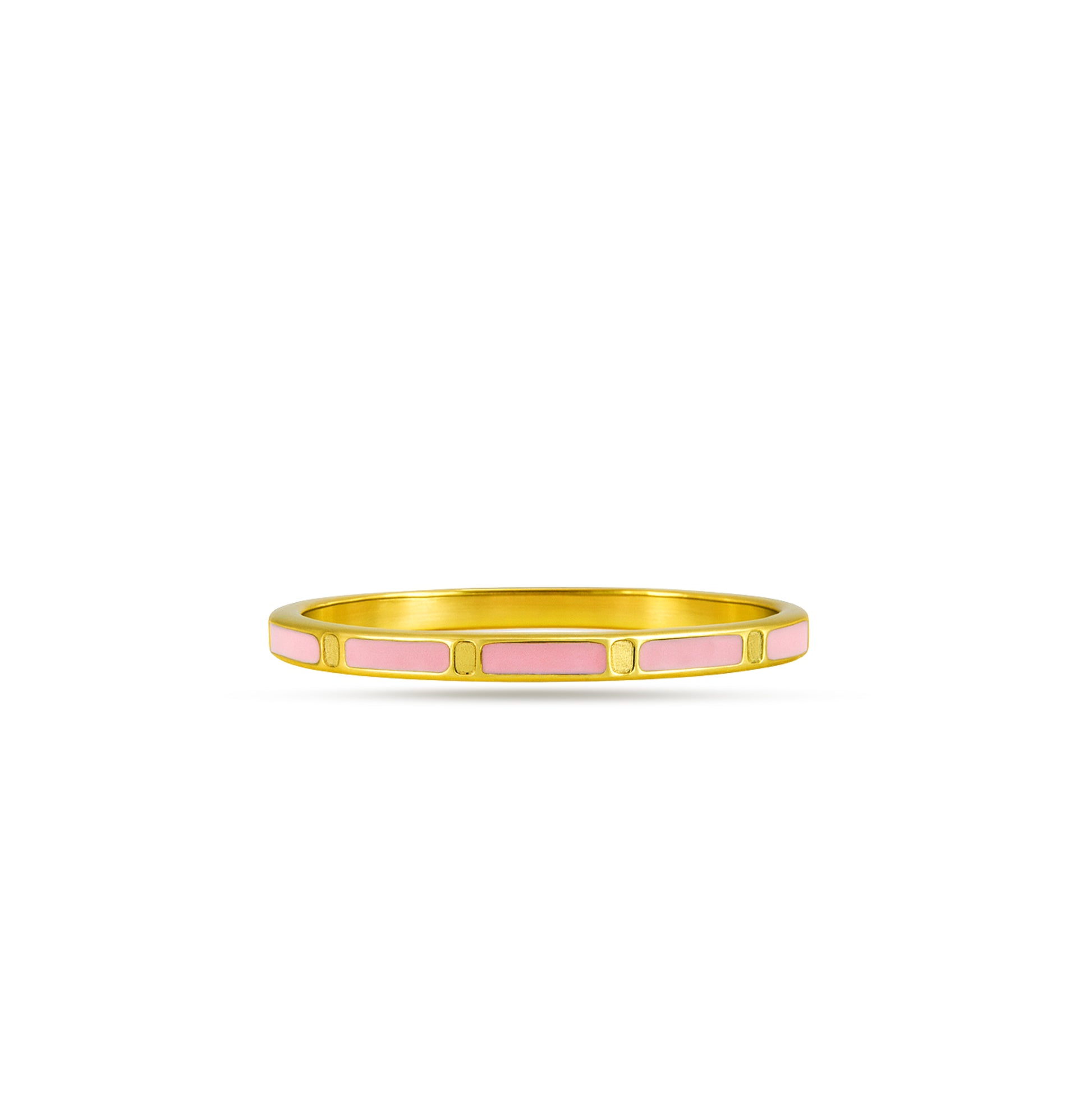 Silver Pink Enamel Band Ring