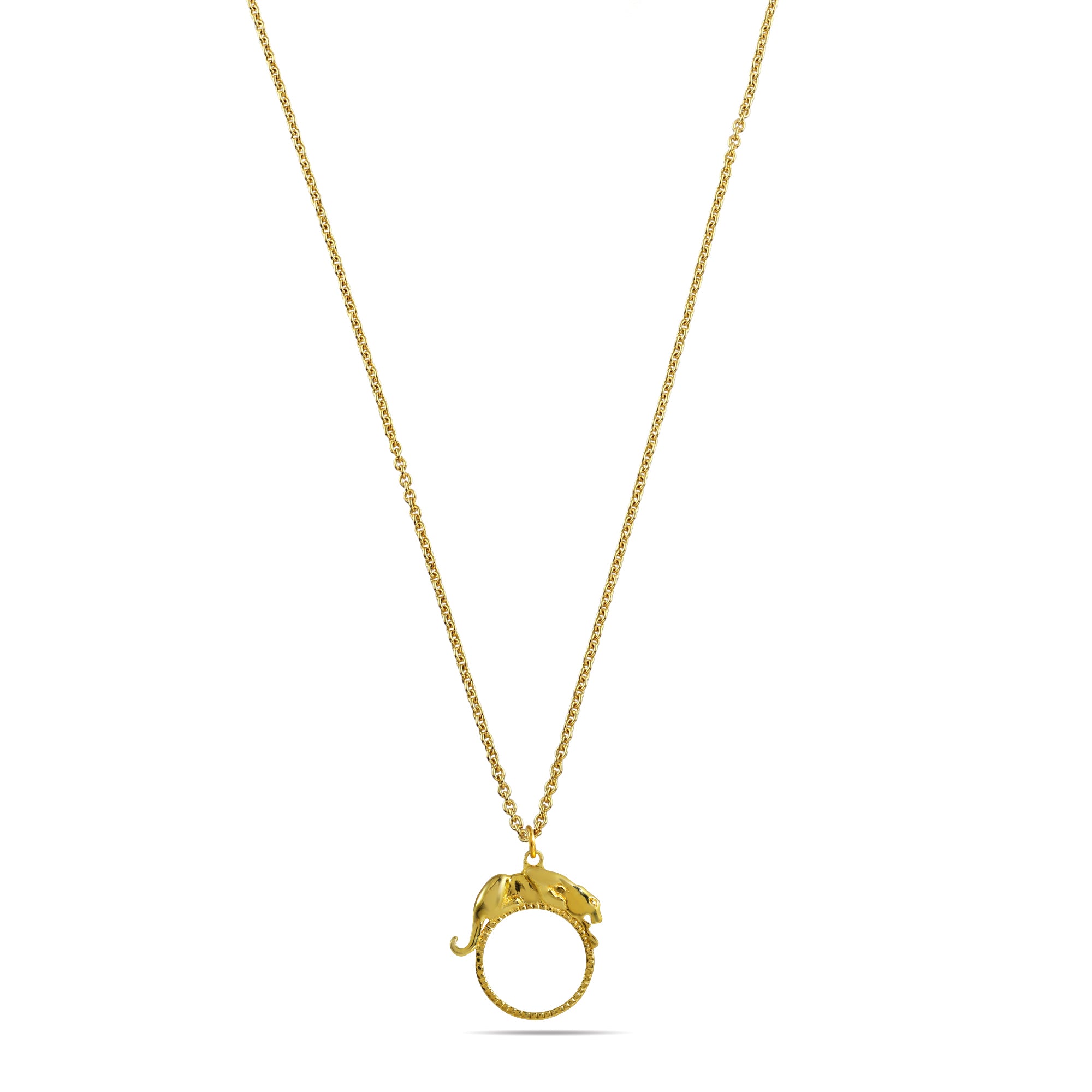 Sleek Jaguar on Hoop Charm - 925 Silver Pendant