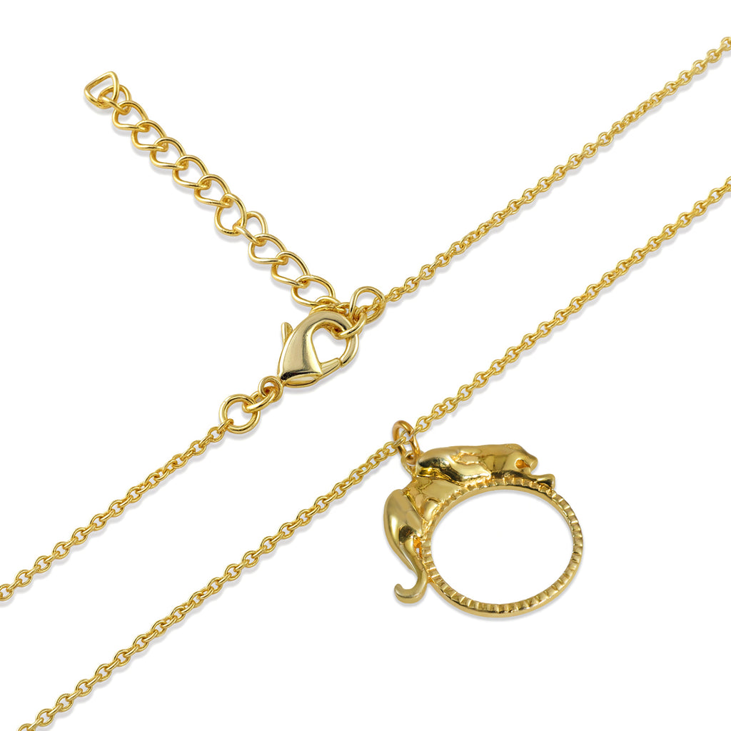 Sleek Jaguar on Hoop Charm - 925 Silver Pendant