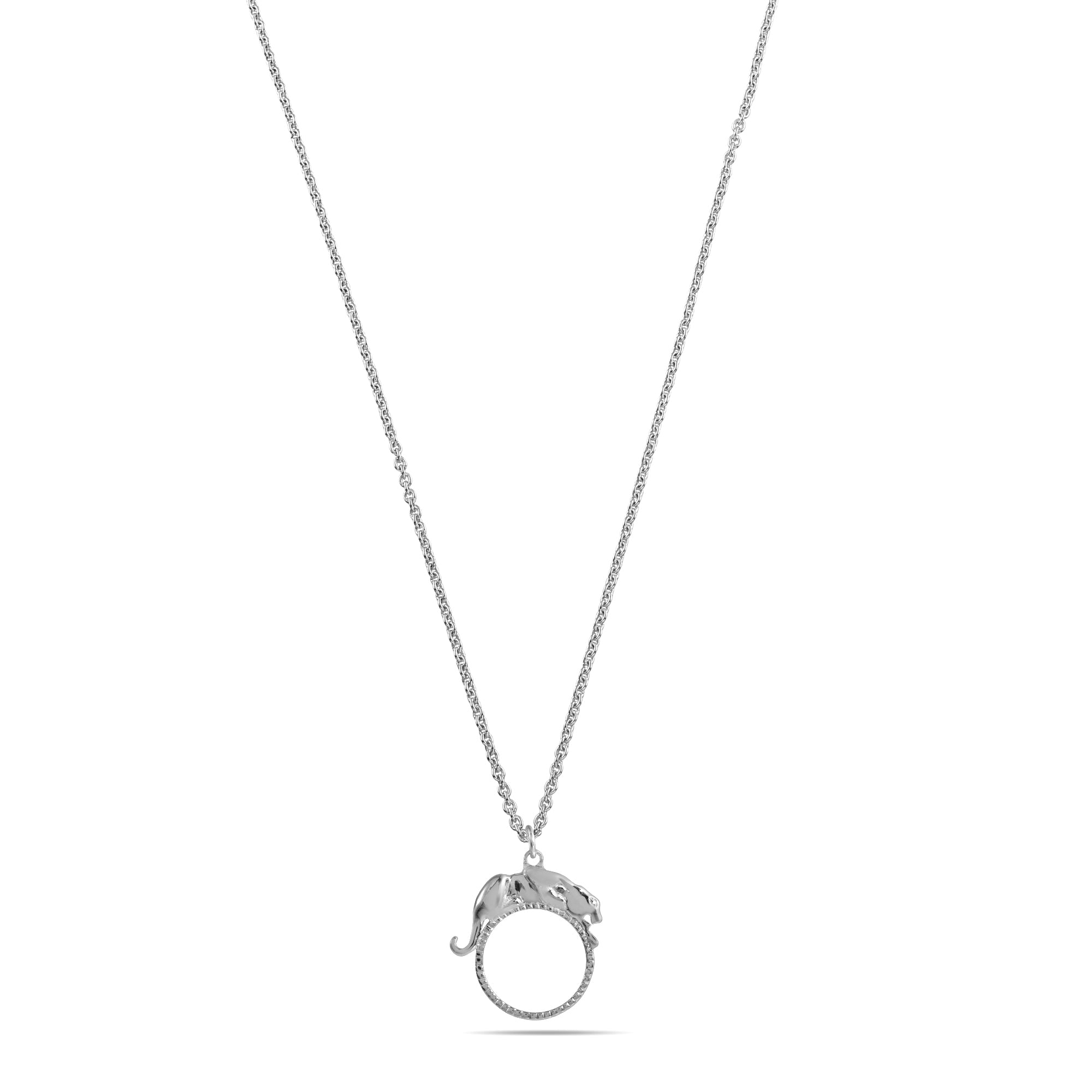 Sleek Jaguar on Hoop Charm - 925 Silver Pendant