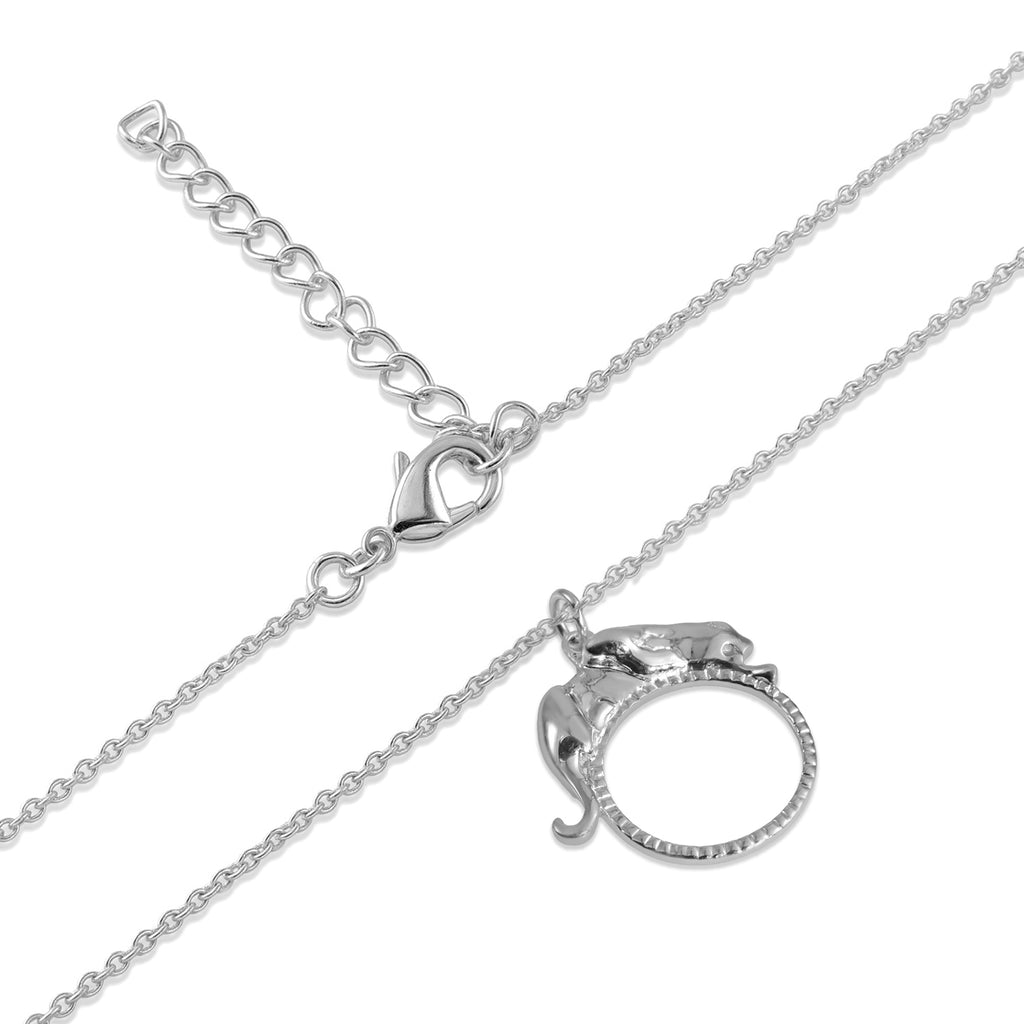 Sleek Jaguar on Hoop Charm - 925 Silver Pendant