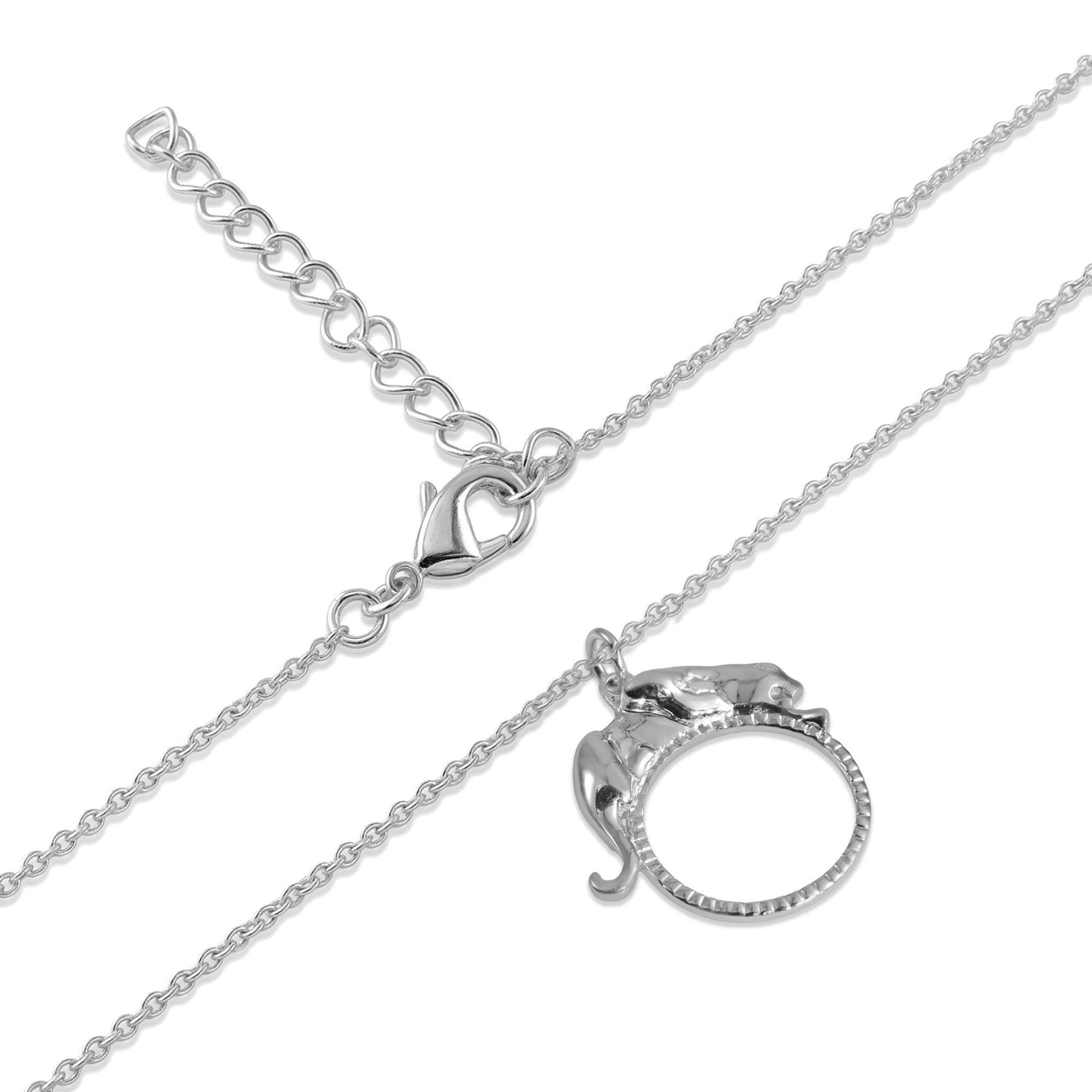 Sleek Jaguar on Hoop Charm - 925 Silver Pendant