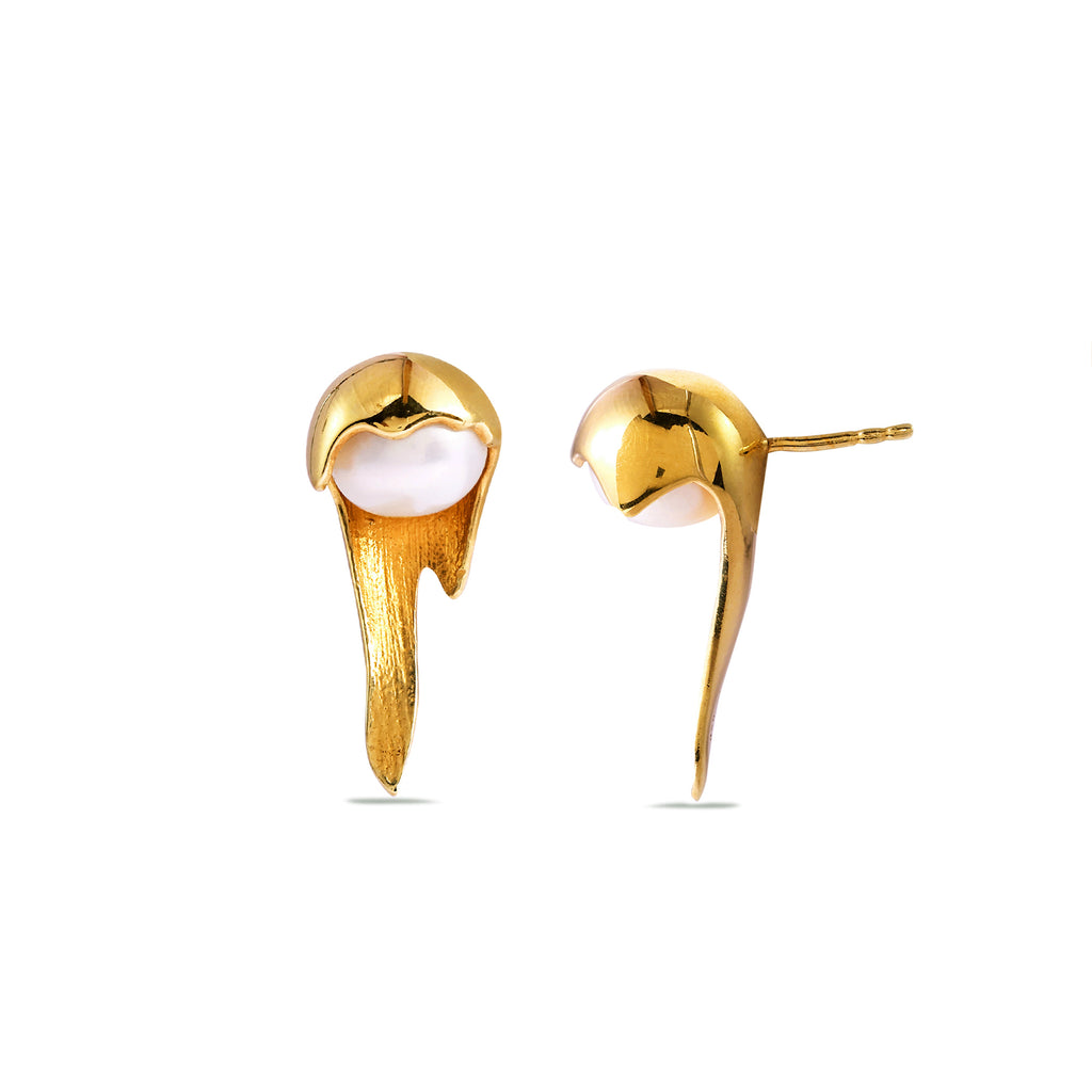 Melted Gold Drip Studs Earrings - 925 Silver (Gold Plated)