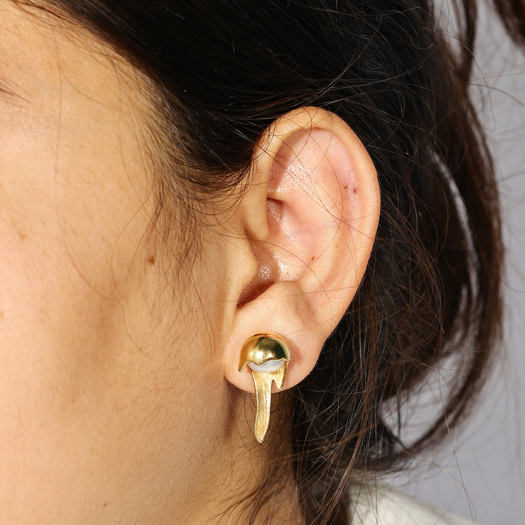 Melted Gold Drip Studs Earrings - 925 Silver (Gold Plated)