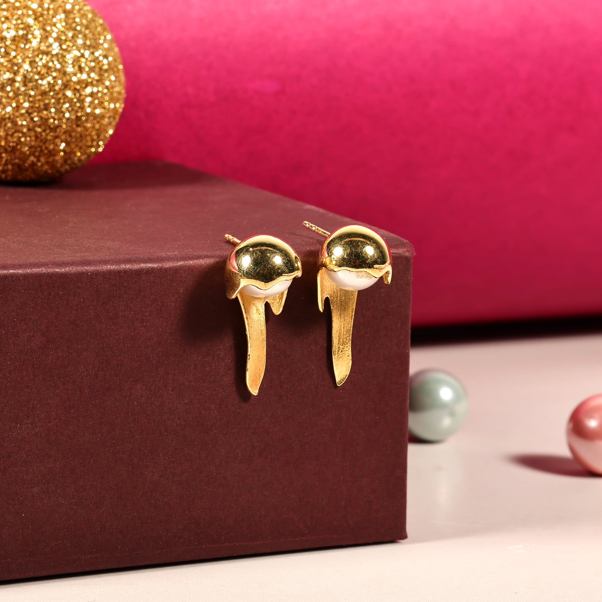 Melted Gold Drip Studs Earrings - 925 Silver (Gold Plated)