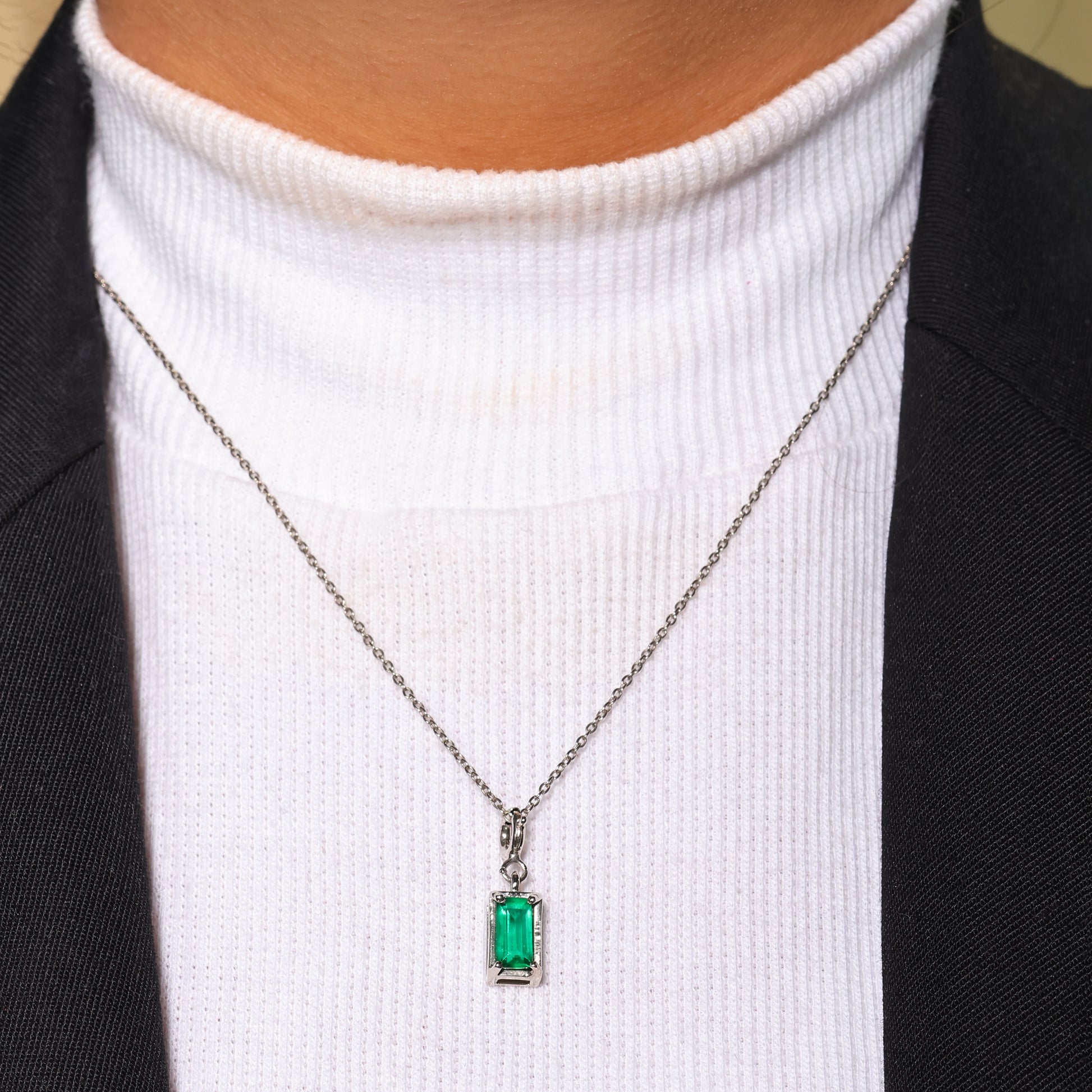 Minimalist Emerald Cut Necklace - 925 Sterling Silver