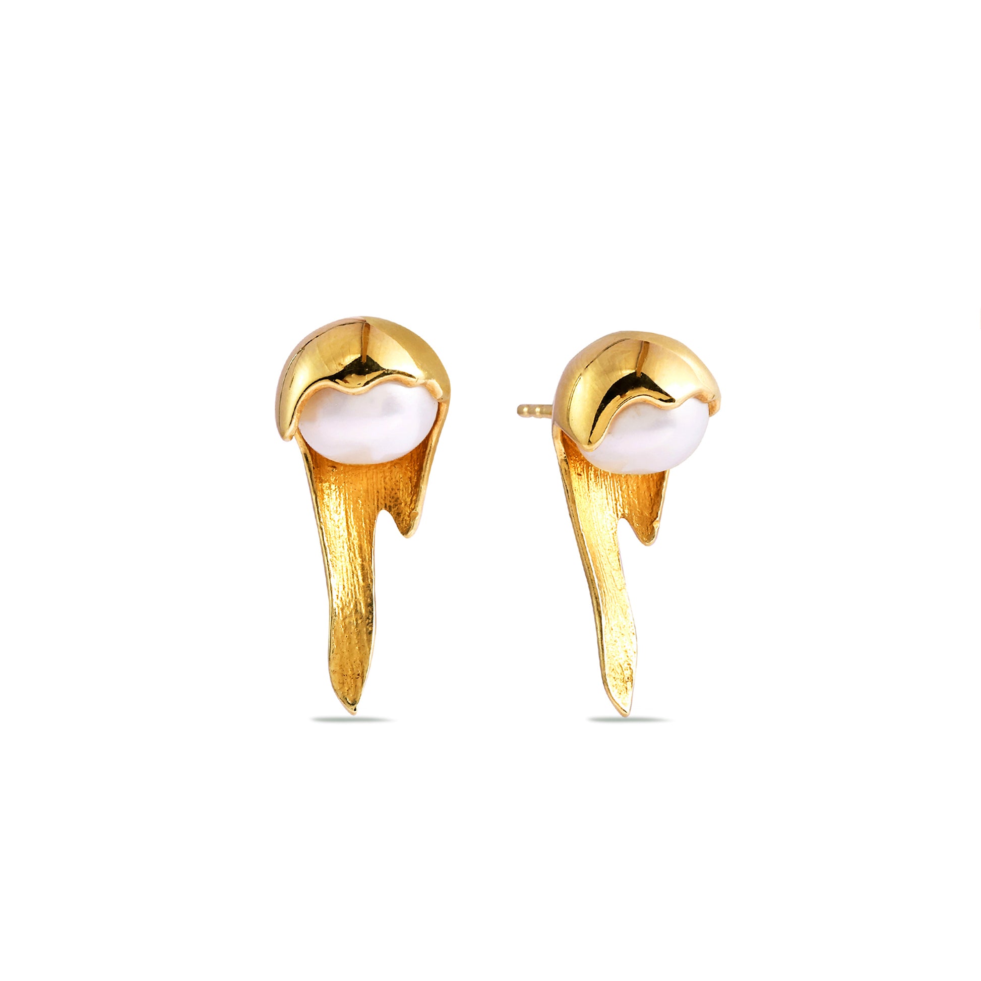 Melted Gold Drip Studs Earrings - 925 Silver (Gold Plated)