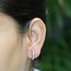 White Enamel Huggie Hoops with Turquoise Detail - 925 Silver