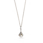 925 Silver Pearl Tulip Bud Pendant Necklace