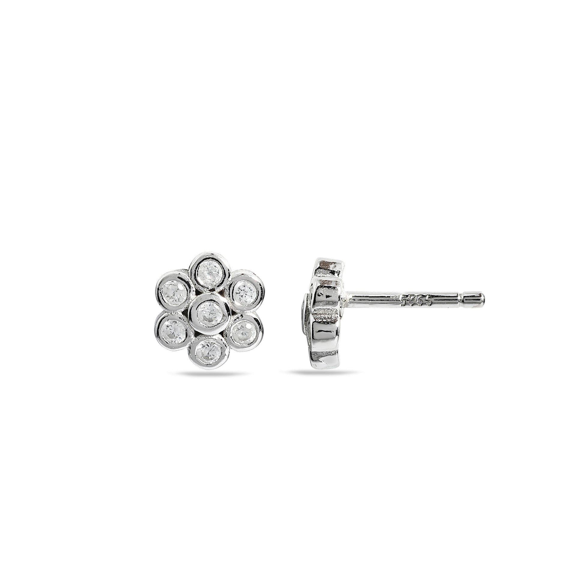 Mini Flower 925 Silver Studs Earrings