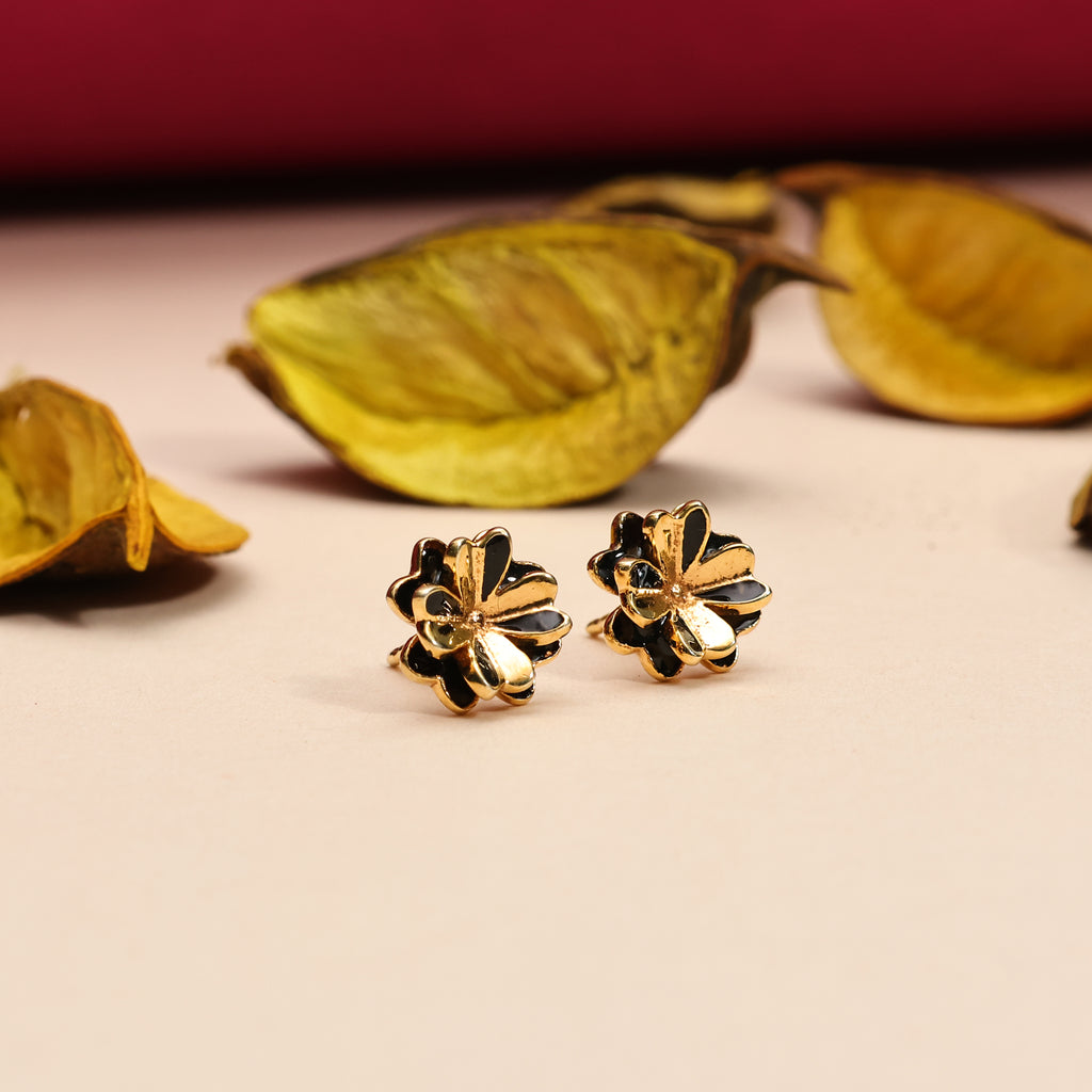Lucky Four Leaf Clover Studs Earrings - 925 Silver (Gold Plated)