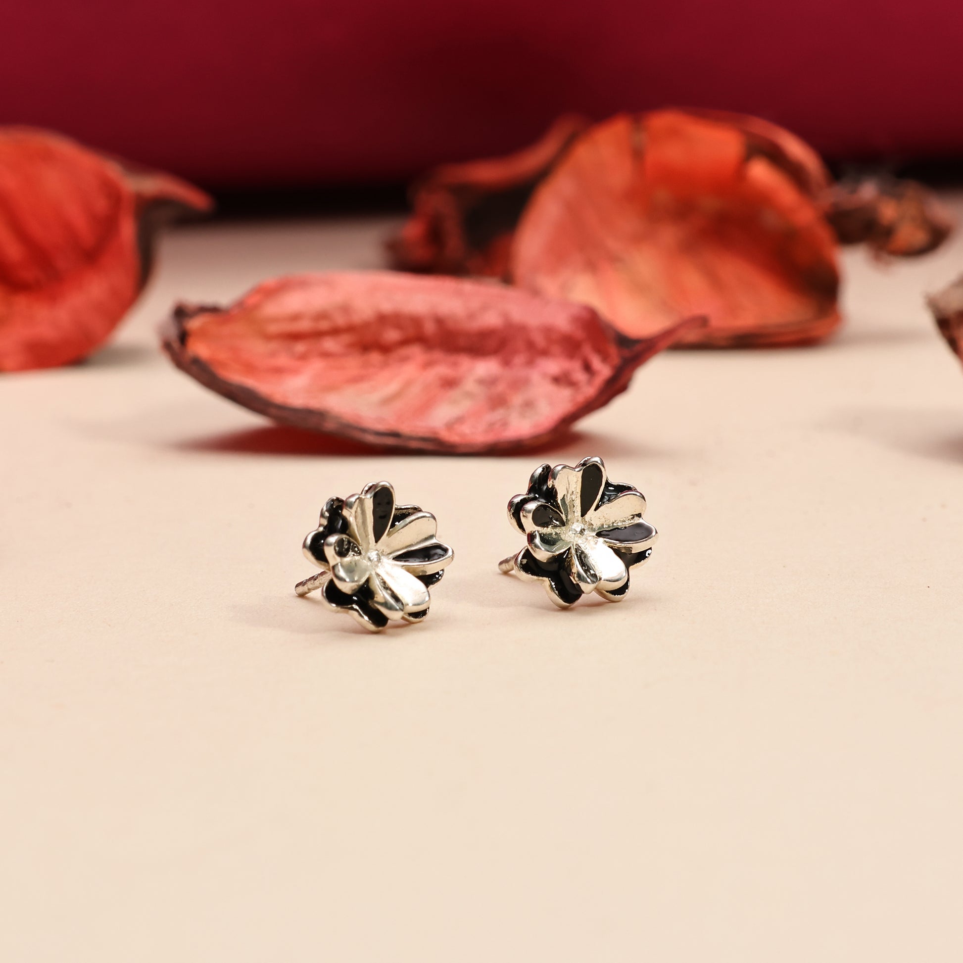 Lucky Four Leaf Clover Studs Earrings - 925 Silver (Gold Plated)