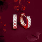 White Enamel 925 Silver Hoop Earrings