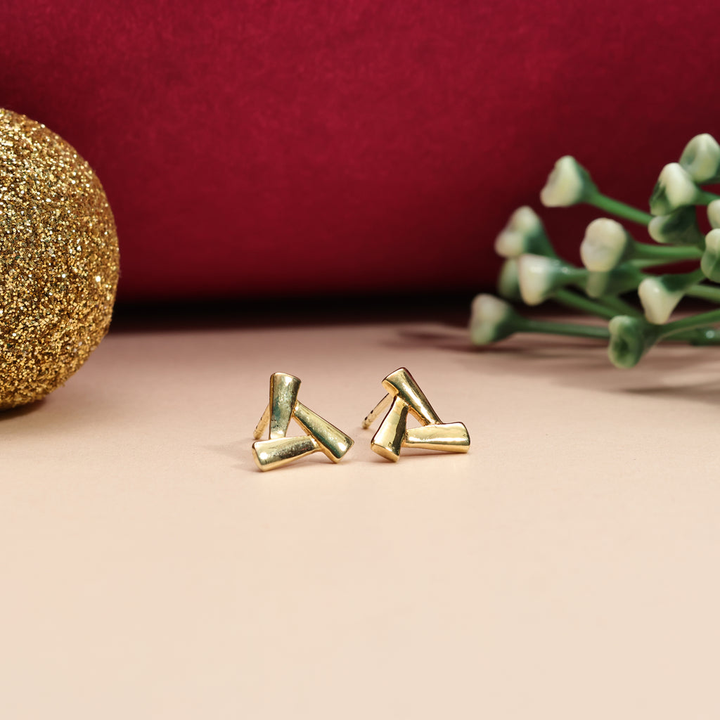 Geometric Triangle Studs  Earrings - 925 Silver (Gold Plated)