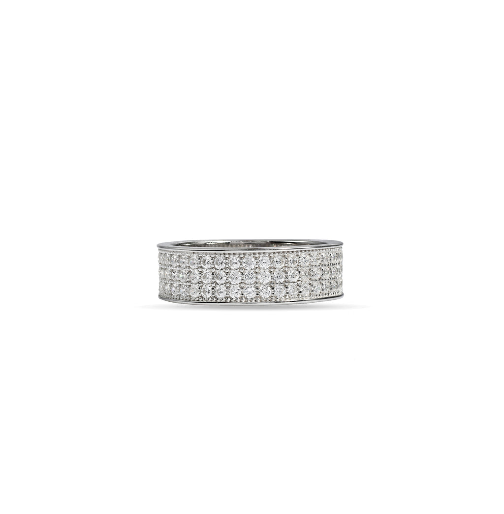 Wide Sterling Silver Micro-Pave Domed Ring