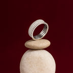 Wide Sterling Silver Micro-Pave Domed Ring