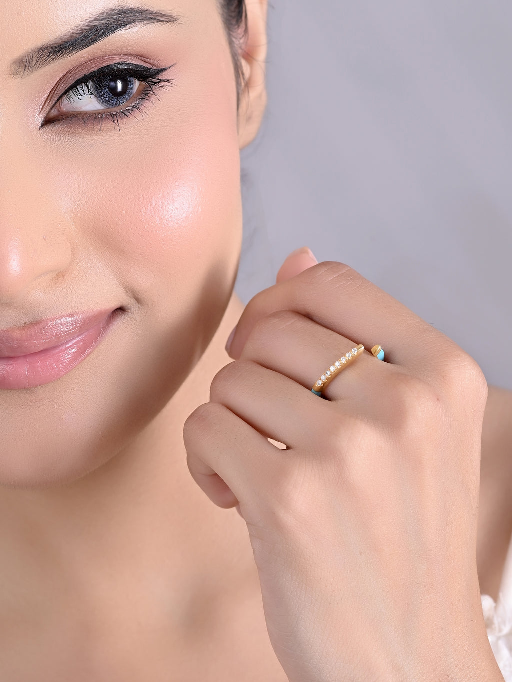 925 Silver Adjustable Blue Enamel Ring