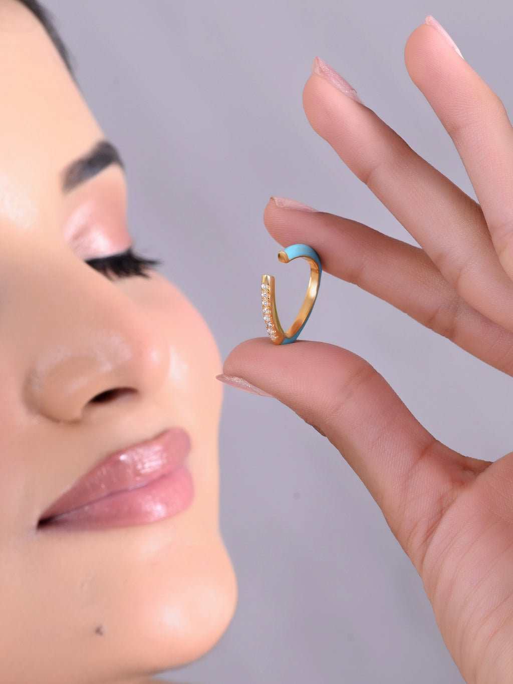 925 Silver Adjustable Blue Enamel Ring