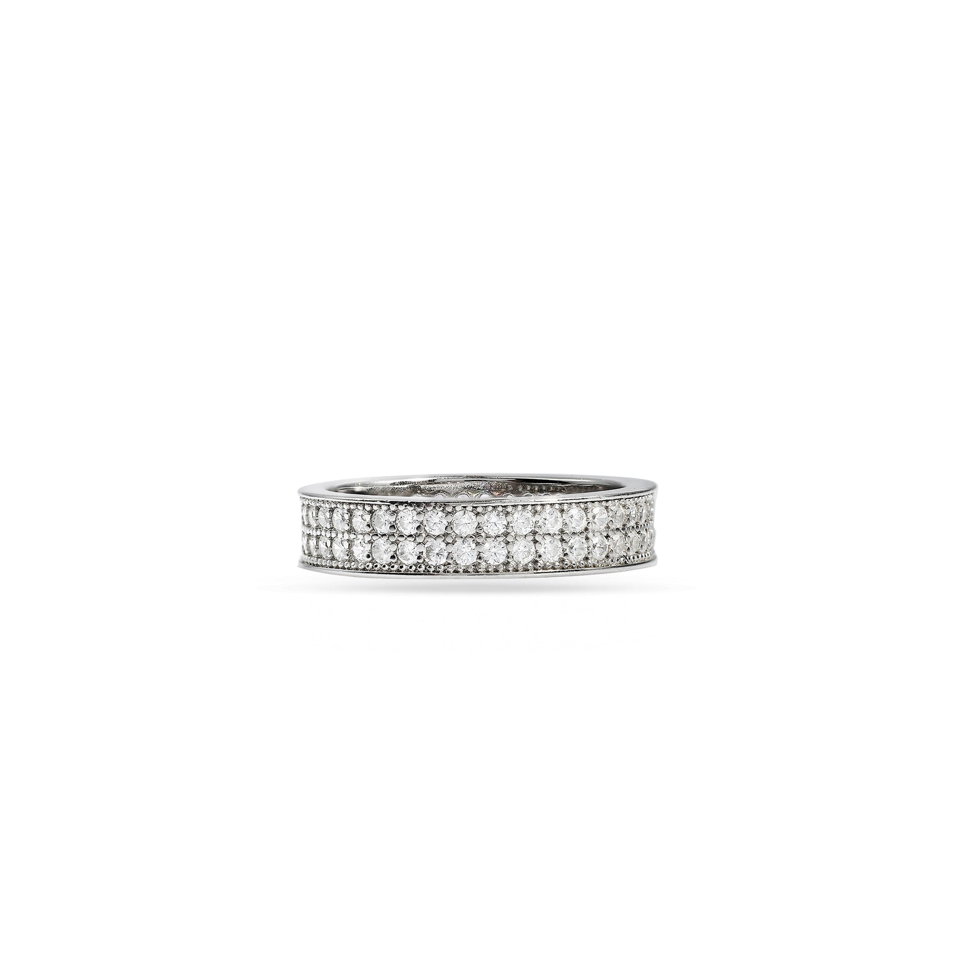 Wide Silver Pave Anniversary Eternity Band