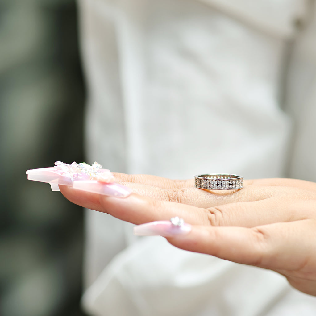Wide Silver Pave Anniversary Eternity Band