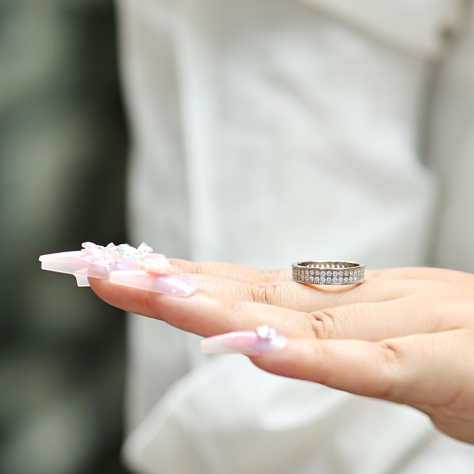 Wide Silver Pave Anniversary Eternity Band
