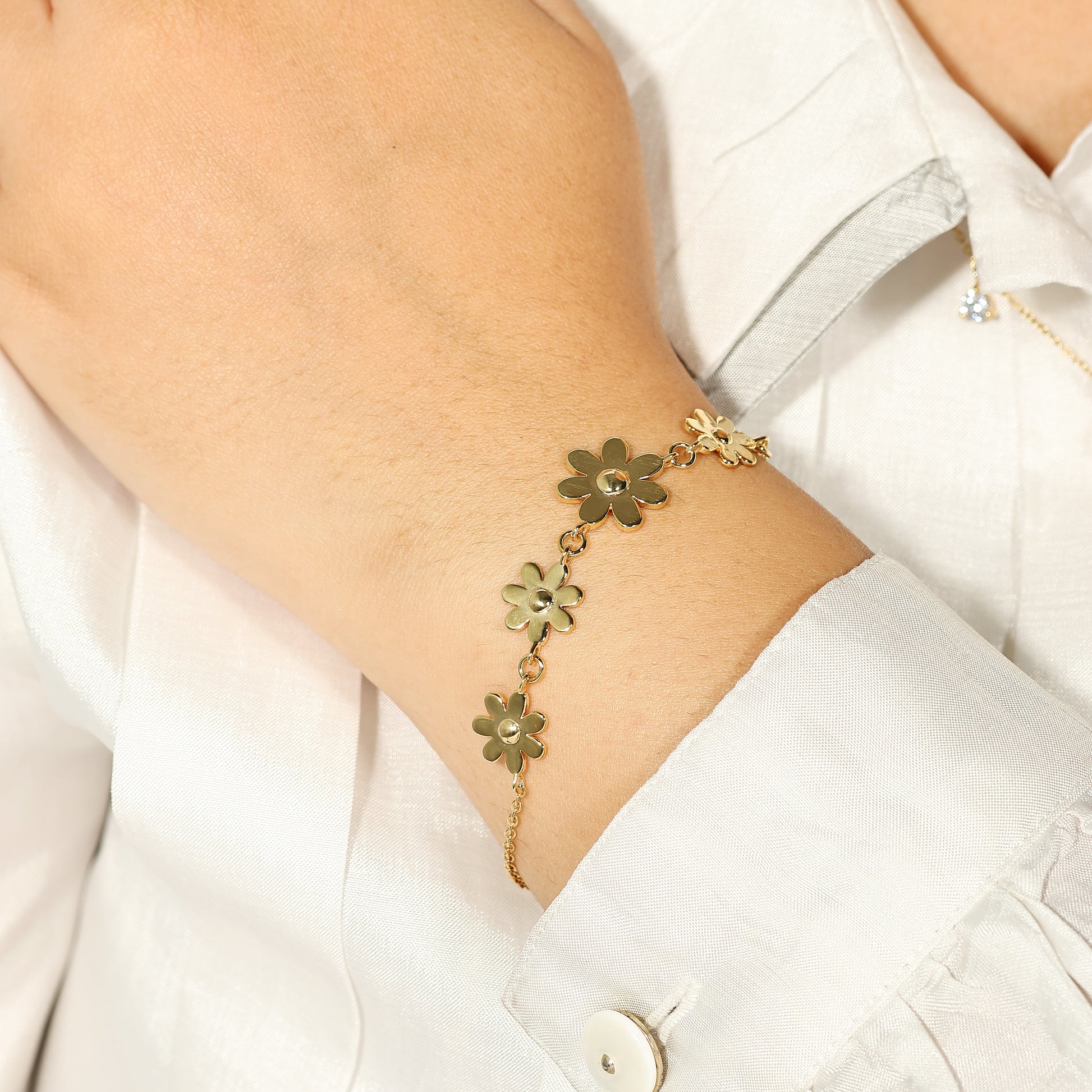 925 Silver Daisy Flower Bracelet