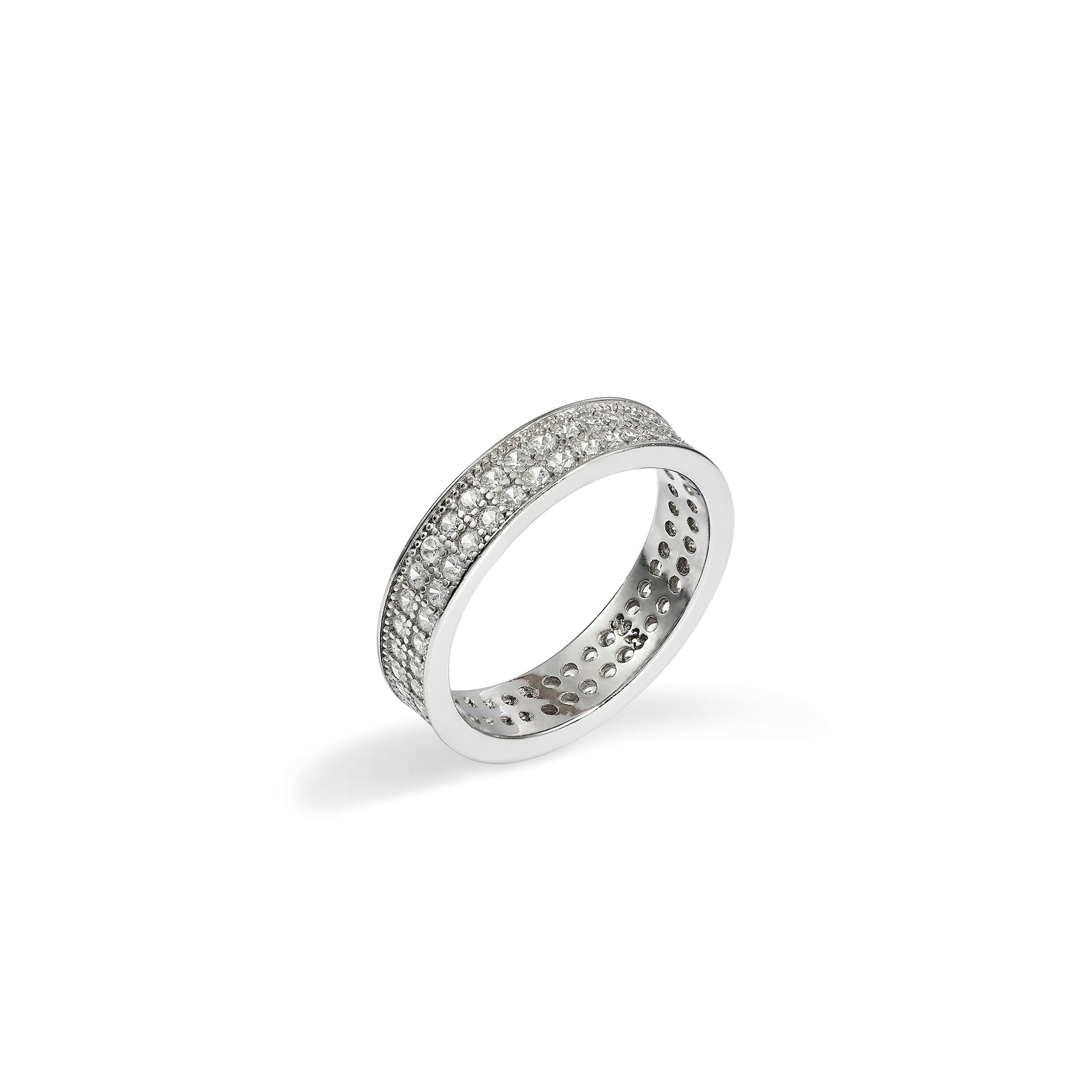 Wide Silver Pave Anniversary Eternity Band