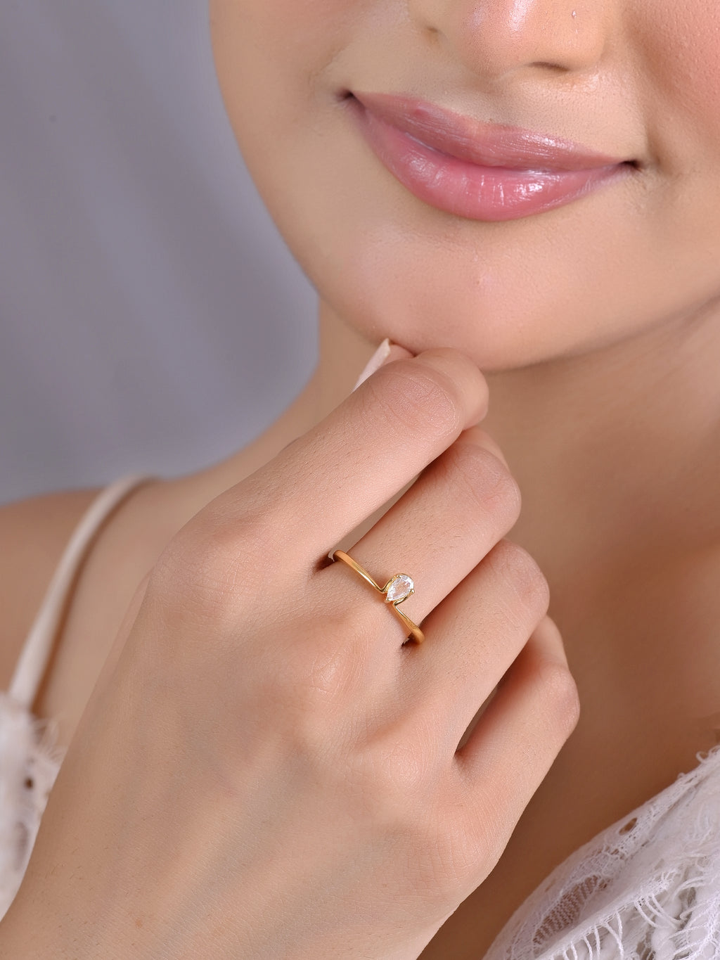 Minimal White Stone Silver Band